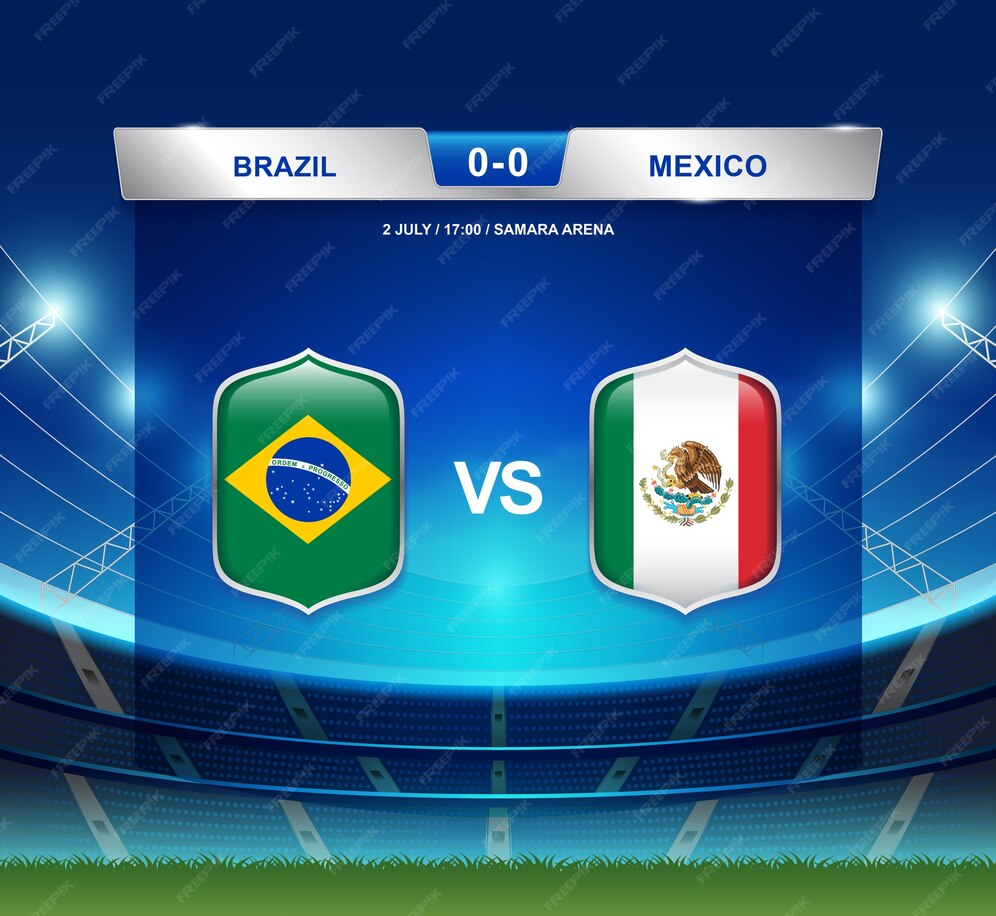 Premium Vector Brazil vs mexico scoreboard broadcast for soccer 2018