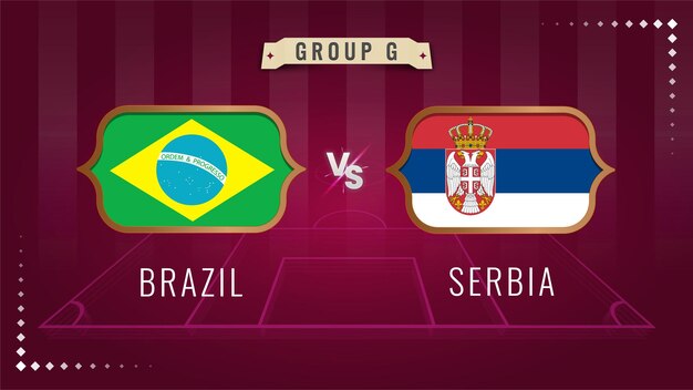 Brazil vs serbia soccer world cup 2022 background field in strokes