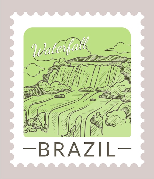 Brazil waterfall landscape and nature postcard