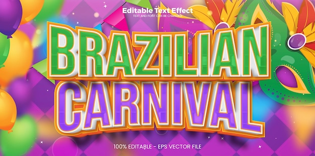 Vector braziliaans carnaval bewerkbaar teksteffect in moderne trendstijl