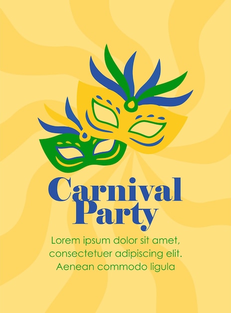 Braziliaanse carnaval-feestaffiche met maskerillustratie