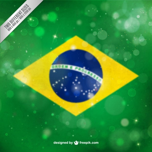 Vector braziliaanse vlag bokeh achtergrond