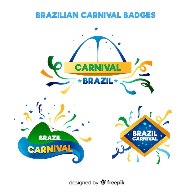 Vector brazilian carnival badge collection