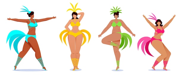 Vector brazilian carnival dancer collection