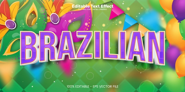 Effetto di testo modificabile carnevale brasiliano in stile di tendenza moderno