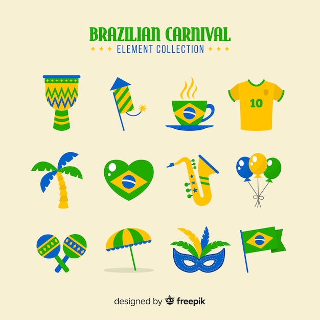 Collezione di elementi di carnevale brasiliano