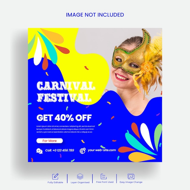 Vector brazilian carnival festival social media post and instagram post banner template design