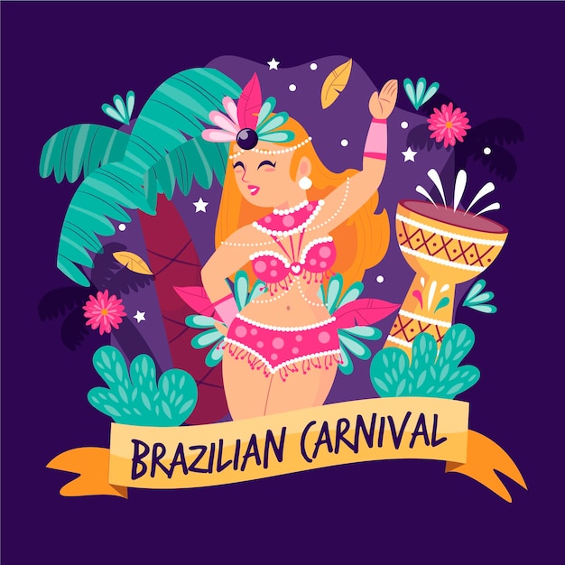 Brazilian carnival hand drawn