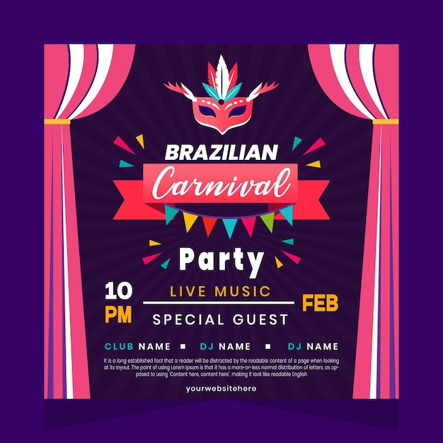 Brazilian Carnival Invitation Party Post
