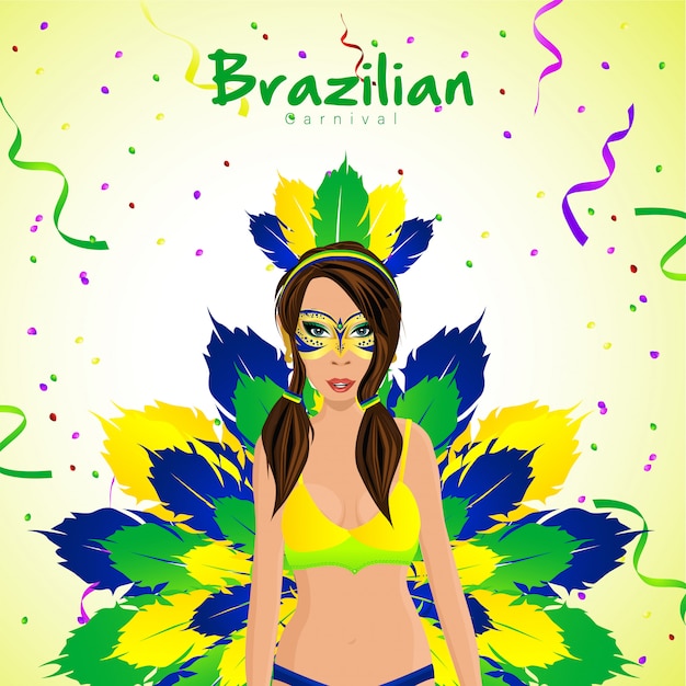 Vector brazilian carnival with girl characters