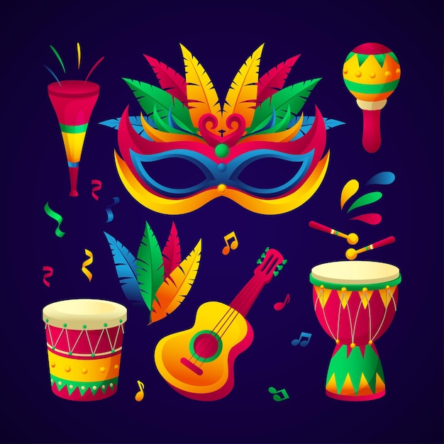 Vector brazilian festival festa junina elements collection design with simple colorful flat design