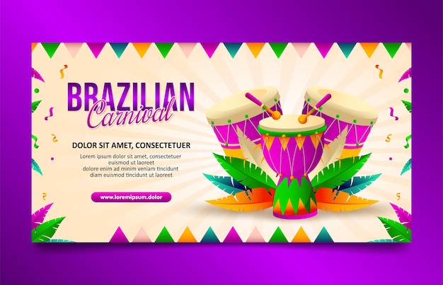 Brazilian Festival horizontale banner, social media cover sjabloonontwerp