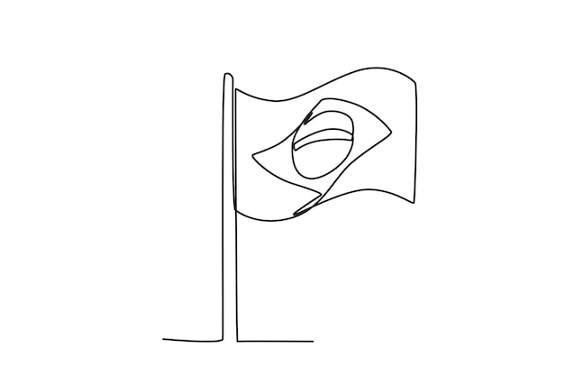 A Brazilian flag flying over a pole 7 de setembro oneline drawing