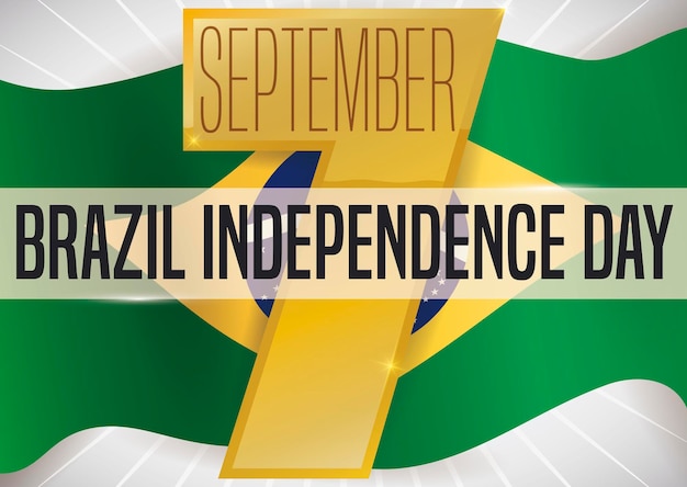 브라질 독립 기념일을 축하하기 위해 준비된 브라질 국기와 황금 숫자 7