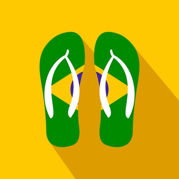 Brazilian flip flops icon in flat style on a yellow background