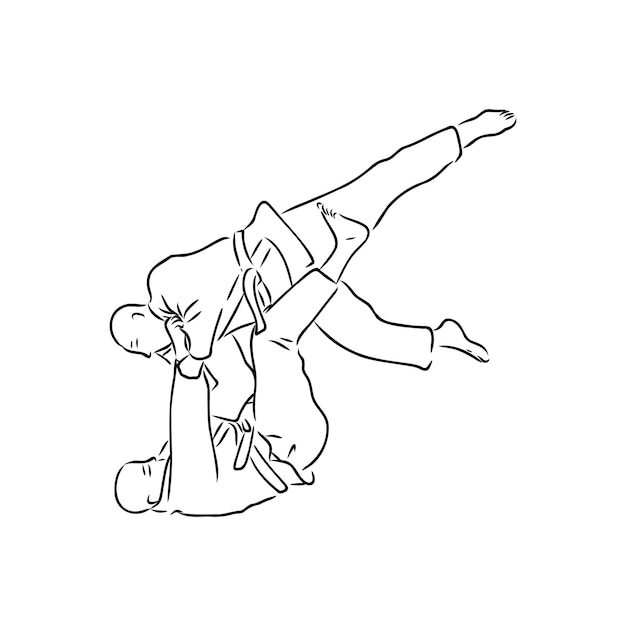 Brazilian Jiu Jitsu Technique in Vector Illustration