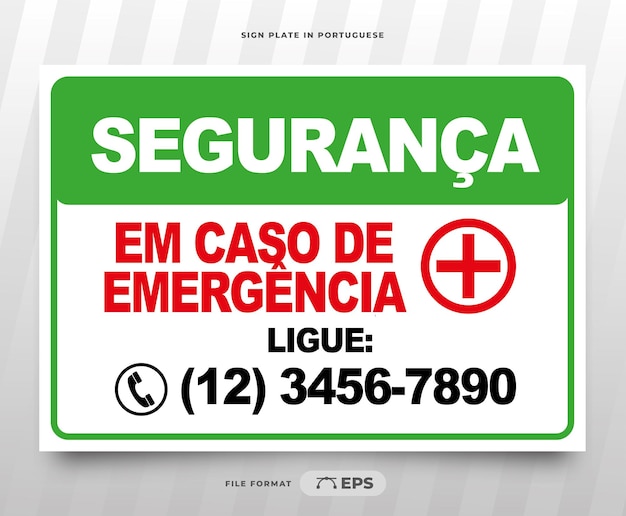 Segno stampabile di sicurezza del numero di emergenza portoghese brasiliano