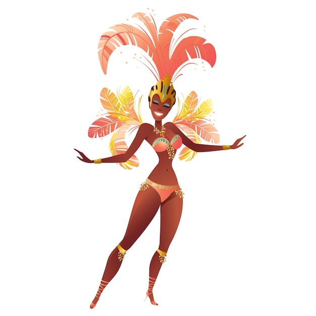 ブラジルのサンバのダンサー。リオデジャネイロの女の子のカーニバル、祭りの衣装