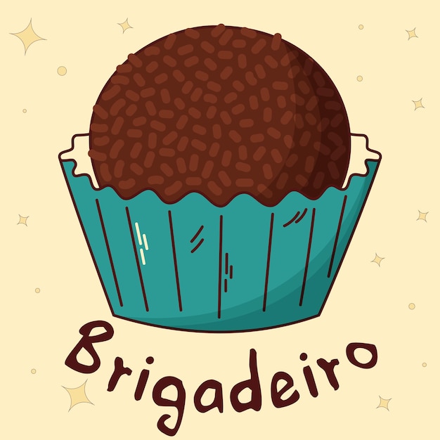 Vettore cibo tradizionale brasiliano brigadeiro illustrazione vettoriale in stile disegnato a mano