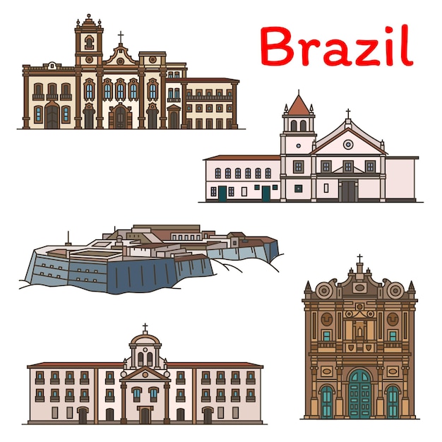 Vettore icona del punto di riferimento del viaggio brasiliano del sud america