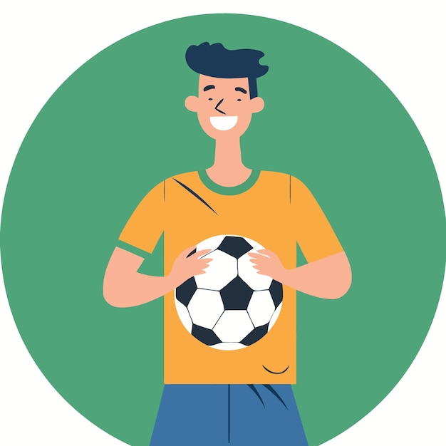 Brazilian young man holding a soccer ball