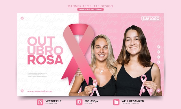 brazilië borstkanker bewustzijn maand outubro rosa, banner ontwerp