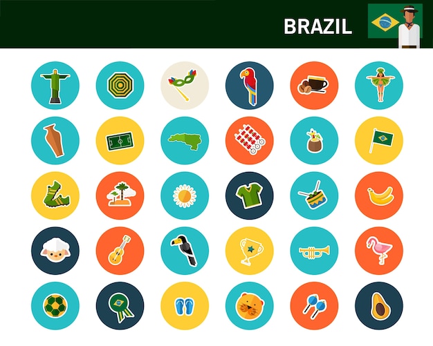 Brazilië concept plat pictogrammen