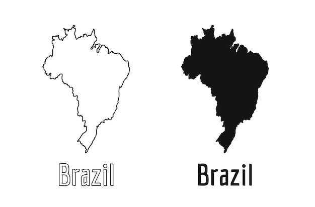 Brazilië kaart land pictogram overzichtsstijl en platte vector silhouetten