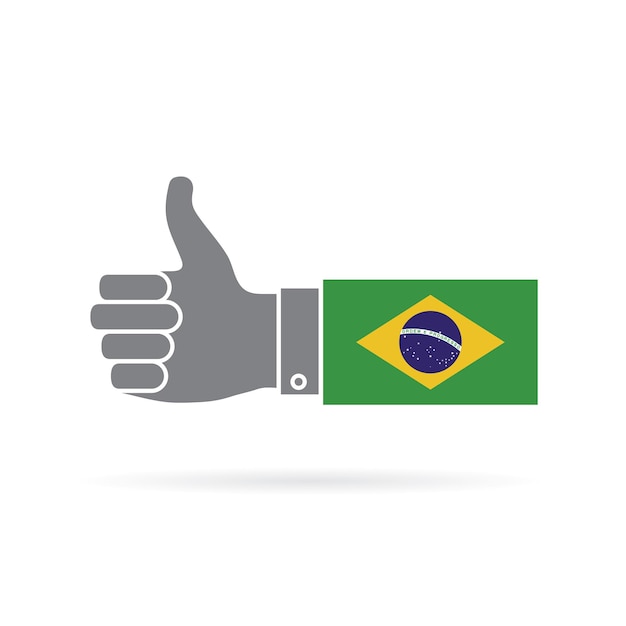 Brazilië land vlag duimschroef opwaarts vector icon