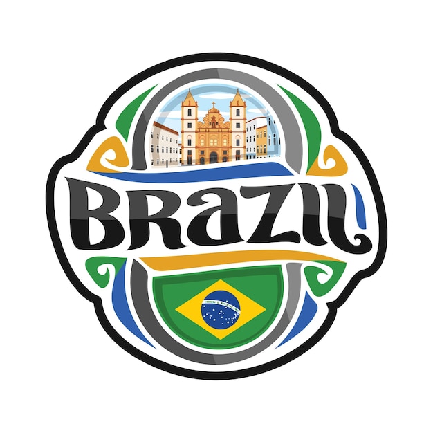 Brazilië Sticker Vlag Logo Badge Reizen Souvenir Illustratie