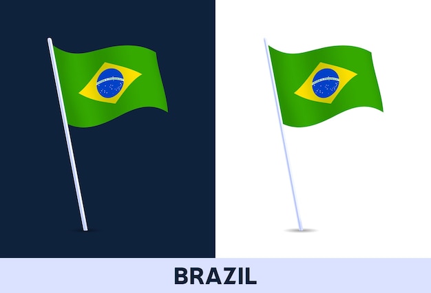 Brazilië vector vlag. wapperende nationale vlag van italië geïsoleerd op een witte en donkere achtergrond. officiële kleuren en aandeel van de vlag. vector illustratie.