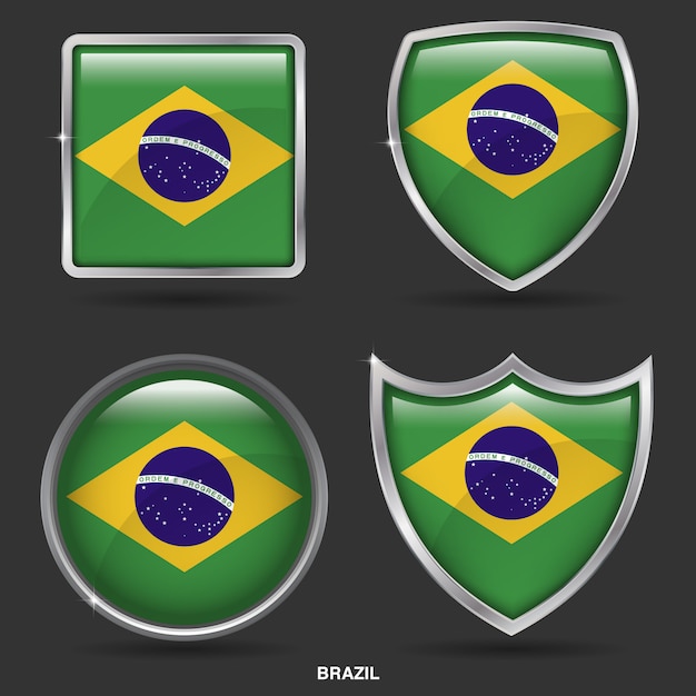 Vector brazilië vlaggen in 4 vorm pictogram