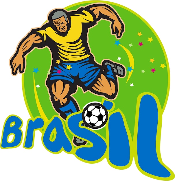 Brazilië voetballer schoppen bal Retro