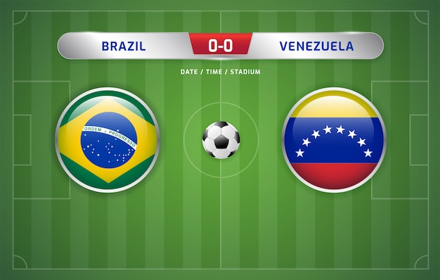 Brazilië vs Venezuela scorebord uitzending voetbal Zuid-Amerika&#39;s toernooi 2019, groep A