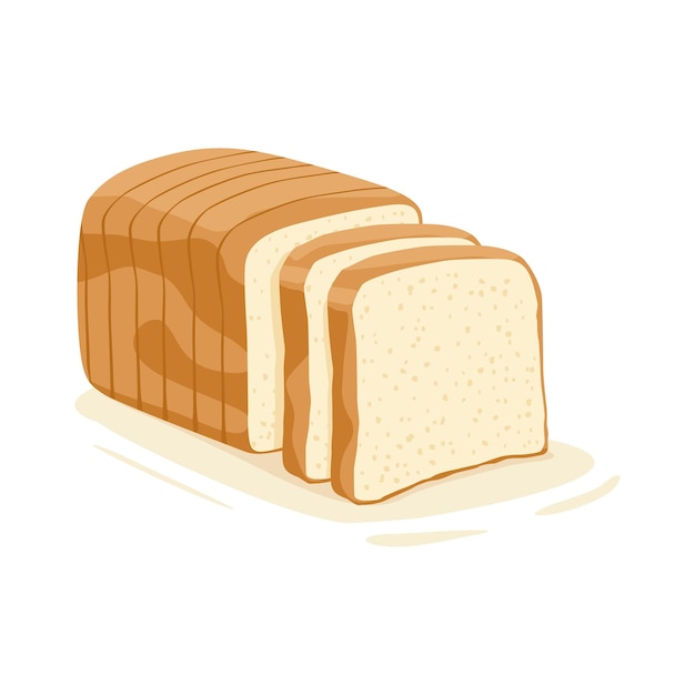 Vector bread bakery icon sliced fresh wheat bread isolated on white background