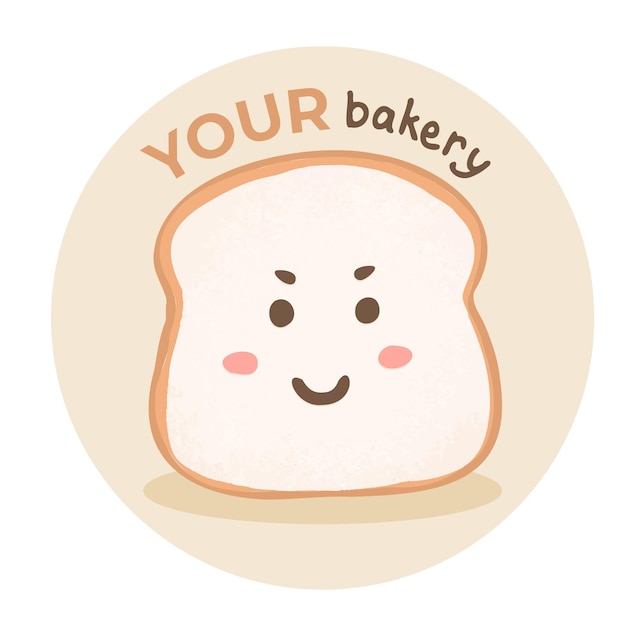 Vector bread bakery logo kawaii