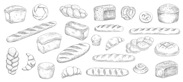 Эскизы хлеба и хлебобулочных изделий с гравировкой