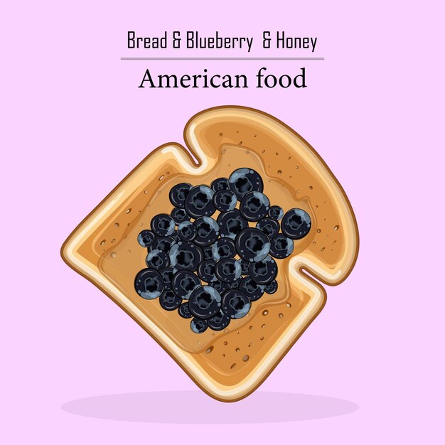 Vector bread and blueberry and honey