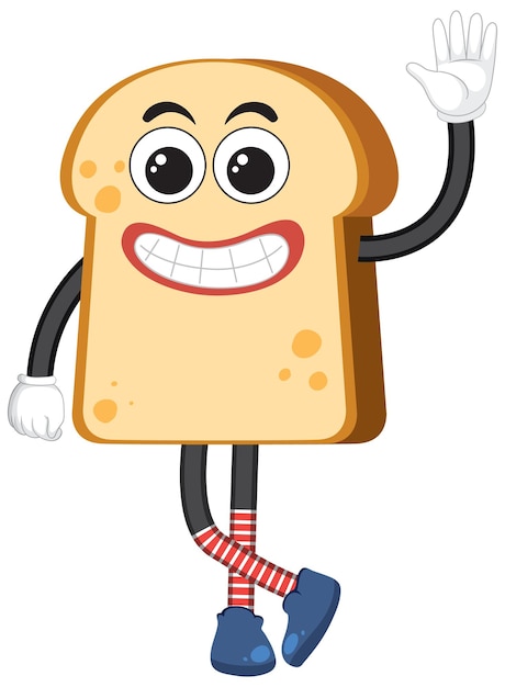 Bread cartoon character with facial expression