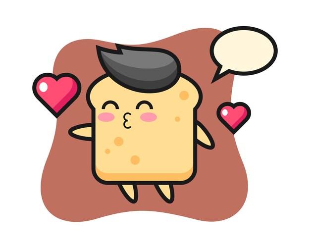 Bread character cartoon with kissing gesture