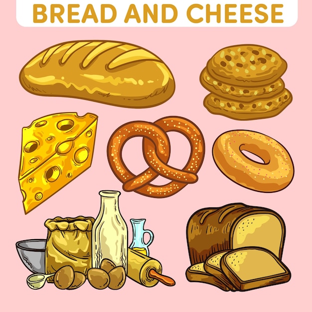 Vector bread and cheese vector collection