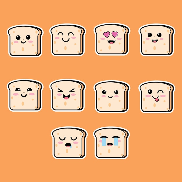 Bread Cute Vector Icon Design