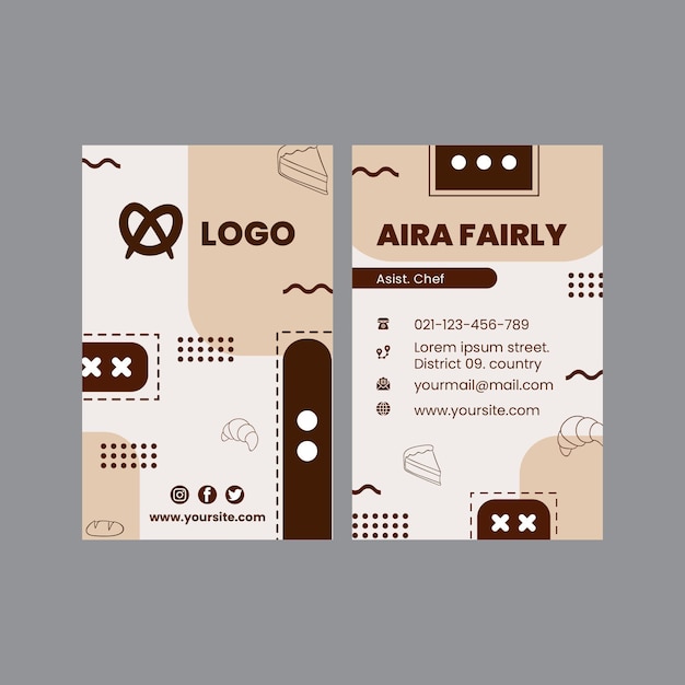 Vector bread double-sided business card template