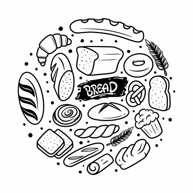 Bread Equipment Hand Drawn Vector