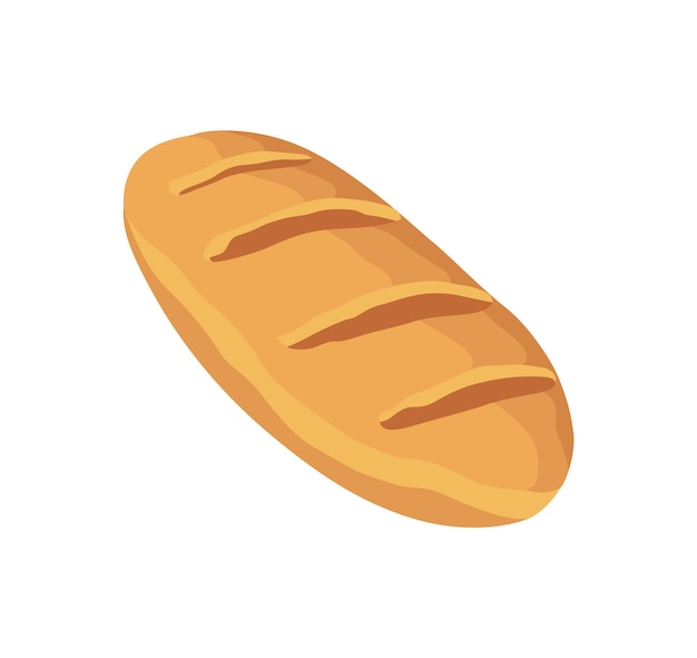 Bread. Finished product of home cooking, handmade. Homemade, ready-to-eat food. Flat cartoon vector isolated icon.
