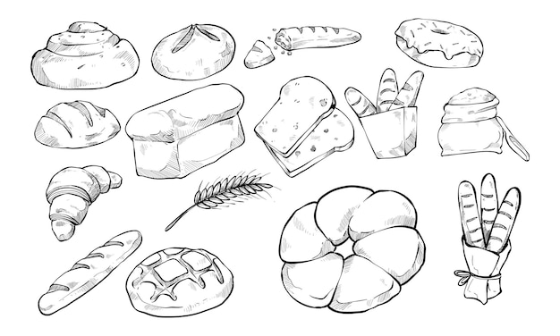 bread flour element handdrawn collection