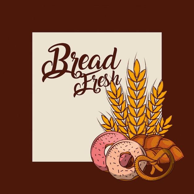 Bread fresh donuts pretzel whole wheat bakery poster