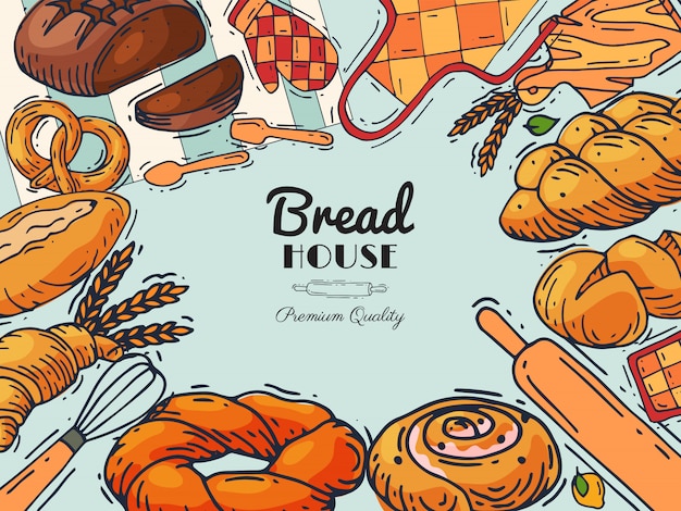 Bread house bakery banner illustration.