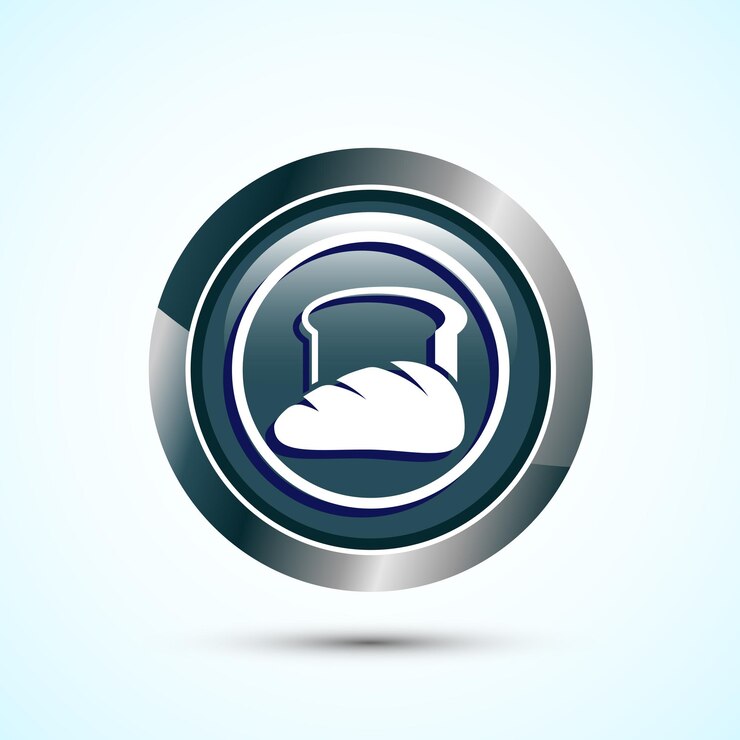 Vector bread icon design illustration bakery icon gray color round button design