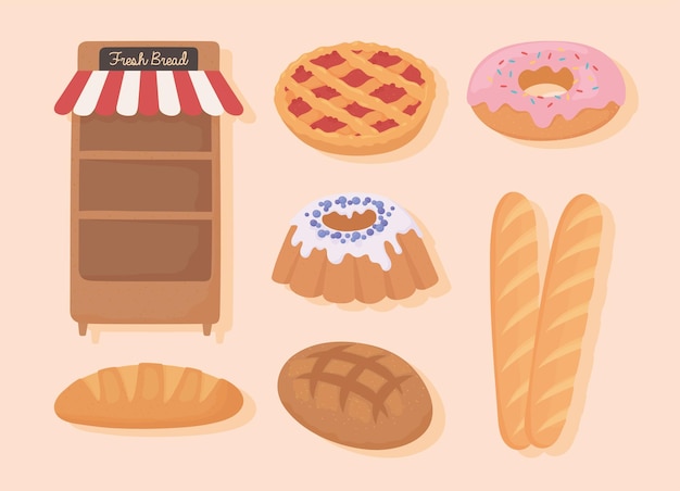 Bread icon set